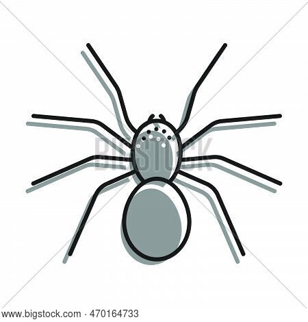 Linear Icon. Eight-legged Poisonous Spider. Dangerous Insect Pests. Simple Black And White Vector Is