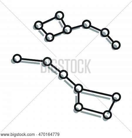 Linear Icon. Constellation Ursa Minor And Ursa Major. Cluster Of Stars. Horoscope. Astronomy And Ast
