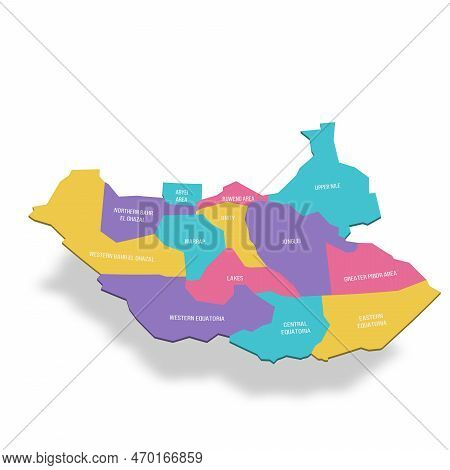 South Sudan Political Map Of Administrative Divisions - States, Administrative Areas And Area With S