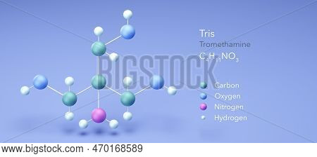 Tris, Molecular Structures, Tromethamine, 3d Model, Structural Chemical Formula And Atoms With Color