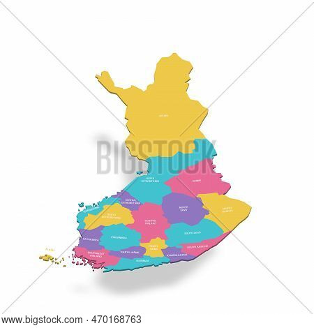 Finland Political Map Of Administrative Divisions - Regions And One Autonomous Region Of Aland. 3d C