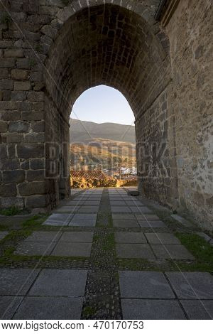 Vertical Stone Arch With Landscape In The Background, Hervas