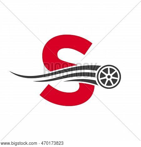 Sport Car Letter S Automotive Car Repair Logo Design Concept With Transport Tire Icon Vector Templat