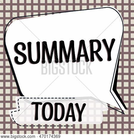 Hand Writing Sign Summary. Business Approach Brief Statement Abstract Synopsis Concise Abbreviated V