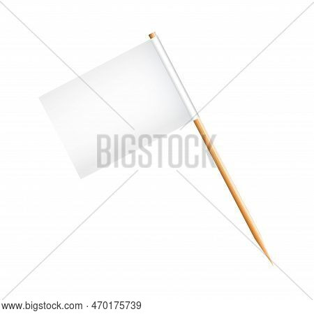 Toothpick Flags. Wooden Toothpicks With White Paper Flag. Location Mark, Map Pointer. Vector