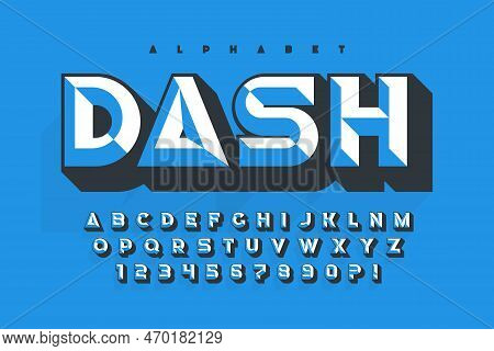 Original Display Font Design, Chisel Alphabet Style, Letters And Numbers.