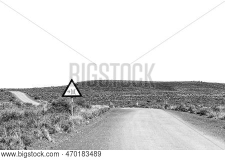 A Landscape, With A Cattle Grid Road Sign, On Road R356 Between Loxton And Fraserburg In The Norther