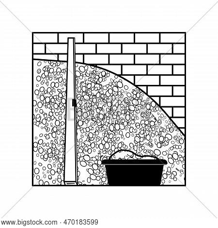 Icon Black And White Image Of Plaster Construction Work