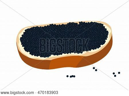 Sandwich With Butter And Caviar Fish Sturgeon And Salmon Roe Healthy Luxury Delicacy.