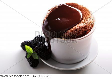 Chocolate Souffle With Thick Chocolate Ganache Glaze