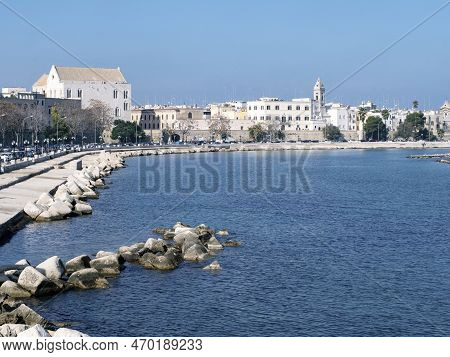Waterfront Of Lungomare Imperatore Augusto Street In Bari, Italy, Eu