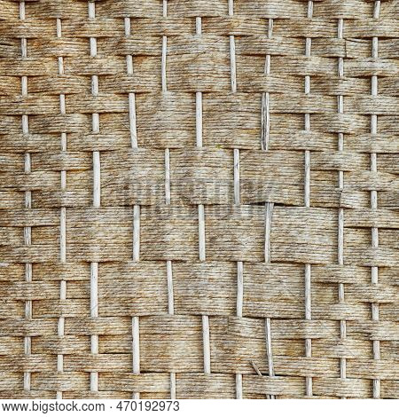 Handycraft Style Wicker Background. Rustic, Cozy Wickerwork Close Up