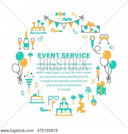 Event Service Color Circle Frame With Text Space. Abstract Minimal Concept On White Background. Flat