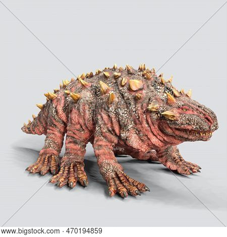 3d-illustration Of An Isolated Fantasy Basilisk Creature