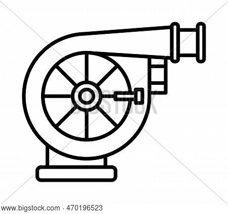 Turbo Engine, Line Vector Icon On Transparent Background. Outline Turbo Engine, Line Vector Icon