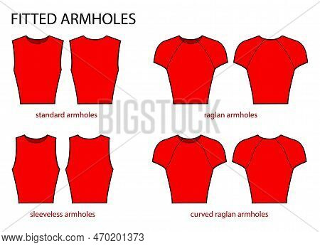 Set Of Fitted Armhole Short Length Standard, Sleeveless, Raglan Sleeves Clothes Technical Fashion Il