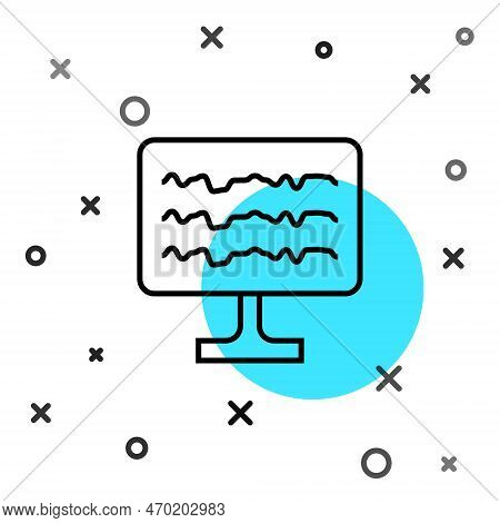 Black Line Encephalogram Icon Isolated On White Background. Electrical Activity. Random Dynamic Shap