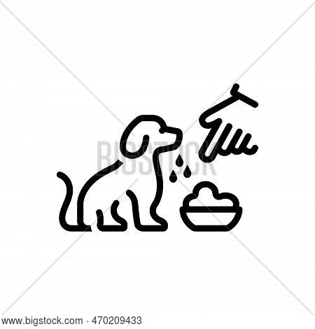 Black Line Icon For Conditioning Dog Mongrel Fead Dog-feed Puppy Veterinarian Pedigree Domestic Anim