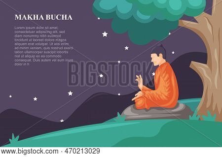 Makha Bucha Background. Banner Design. Vector Illustration Background.
