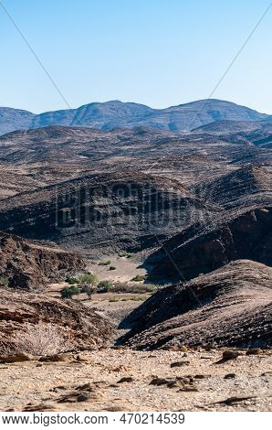 Outlook Over The Kuiseb Pass Viewpoint In Namibia, An Area That Strongly Resembles A Lunar Landscape