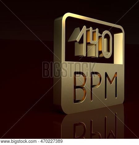Gold Bitrate Icon Isolated On Brown Background. Music Speed. Sound Quality. Minimalism Concept. 3d R