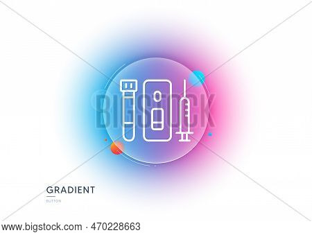 Vaccine Syringe Line Icon. Gradient Blur Button With Glassmorphism. Coronavirus Blood And Saliva Tes