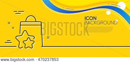 Loyalty Points Line Icon. Abstract Yellow Background. Bonus Bags. Discount Program Symbol. Minimal L