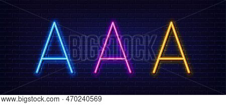 Initial Letter A Icon. Neon Light Line Effect. Line Typography Character Sign. Large First Font Lett