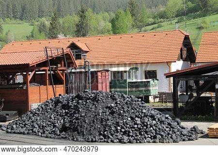 Coal For A Steam Locomotive In The Forest Railway Station Cierny Balog, Slovakia.