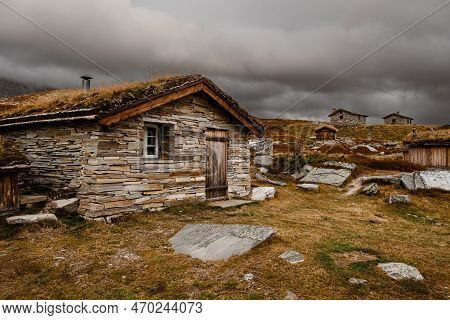 Autumn Mountain Landscape Of Rondane National Park In Norway, Peer Gynt Hytta