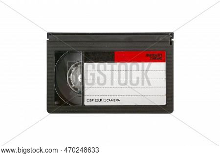 Studio Shot Of A Vintage Vhs-c Tape From The Nineties Isolated On A White Background.