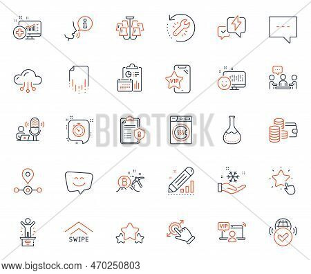 Technology Icons Set. Included Icon As Lightning Bolt, Smile And Ranking Star Web Elements. Privacy 