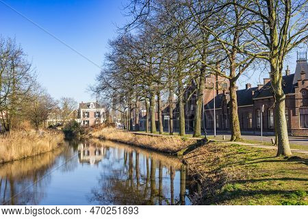 River Berkel Flowing Through The Historic Center Of With Zutphen, Netherlands