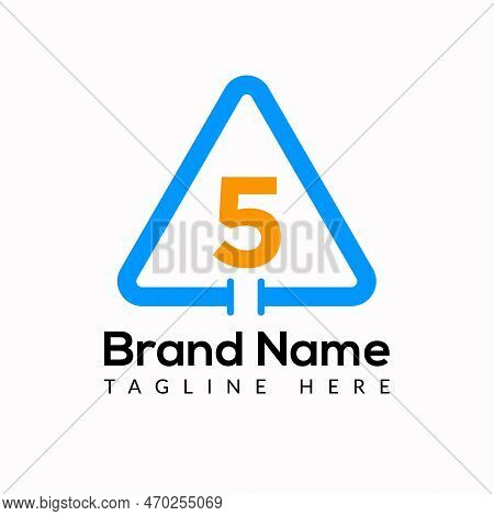Plumbing Template On 5 Letter. Plumbing Logo Design Concept