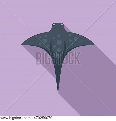Tropical Stingray Icon Flat Vector. Fish Animal. Sea Underwater