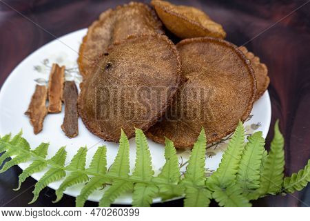 Traditional Oil Cake. Oil Cake Is Made From Rice With Oil, Which Is Called Tele Pitha In Bangladesh.