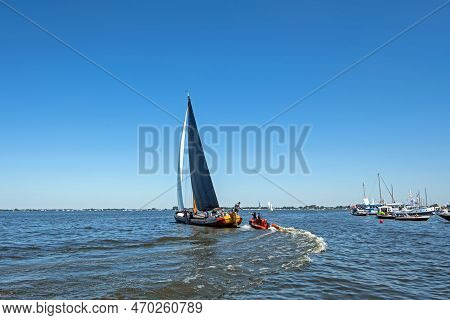 Traditional Frisian Wooden Sailing Ship In A Yearly Competition In The Netherlands