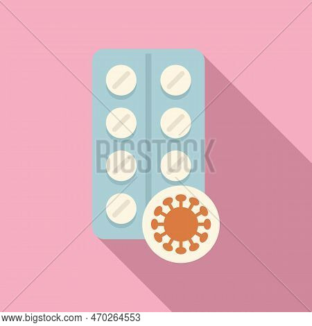 Antibiotic Blister Icon Flat Vector. Bacteria Drug. Resistant Medicine