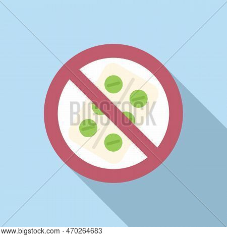 No Medical Pill Icon Flat Vector. Disease Drug. Bad Strong