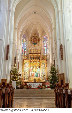 Czestochowa, Poland - 01 January, 2023: Interier Of The Archcathedral Basilica Of The Holy Family Is