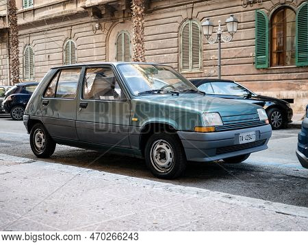 Taranto, Italy - October 29, 2021: Renault 5 French Vintage Car In Its Second Generation On A Street