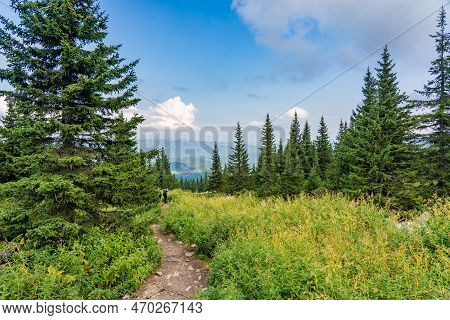 Forests And Mountains Of The Southern Urals Near The Village Of Tyulyuk In Russia. Drone View.