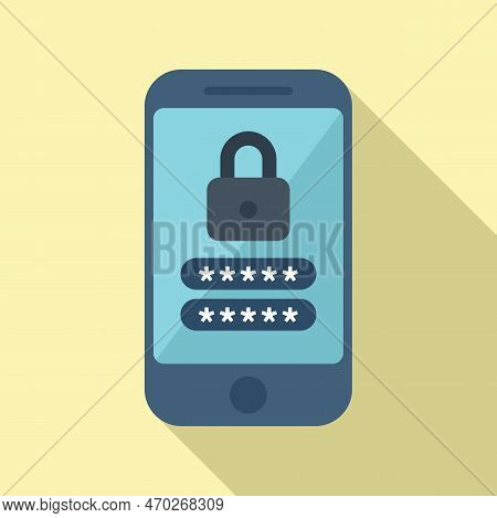 Phone Login Icon Flat Vector. Cyber App. Screen Biometric