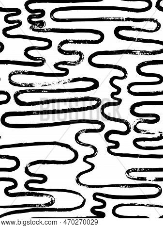 Abstract Seamless Lined Black And White Textile Design