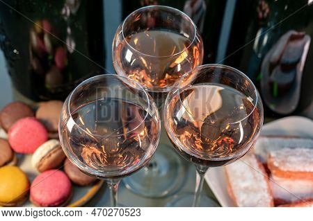 Tasting Of Rose Brut Champagne Sparkling Wine In Cellars Of Gran Cru Wine House In Epernay, Wine Tou