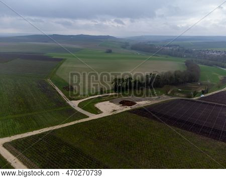 Winter View On Val De Livre En Gran Cru Vineyards Of Famous Champagne Houses In Montagne De Reims, C