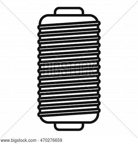 Cotton Thread Bobine Icon Outline Vector. Factory Machine. Process Roll