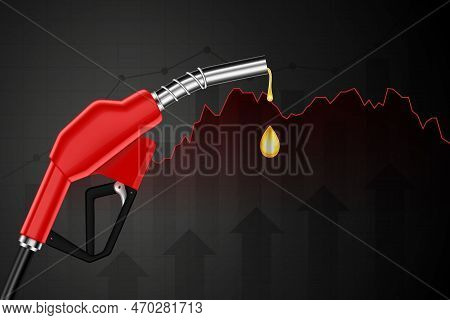 Oil Price Rising Concept. Fuel Pump Nozzle With Drop Oil On Chart Background. Eps10 Vector