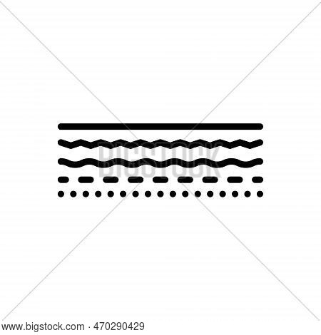 Black Line Icon For Lines Straight Directly Long Curve Zigzag Zag Wavy Beeline Perpendicular Dash Ba