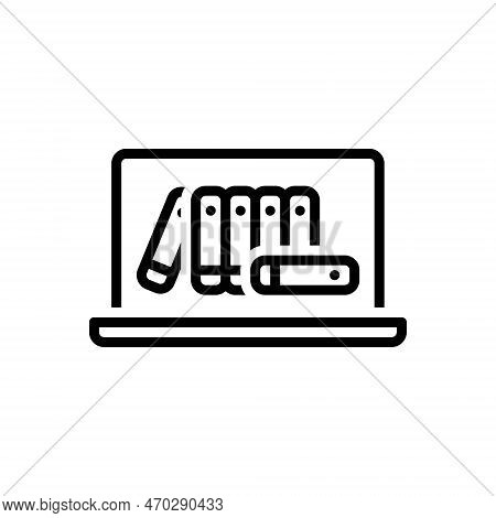 Black Line Icon For Lib Books Collection Literature Novel Laptop